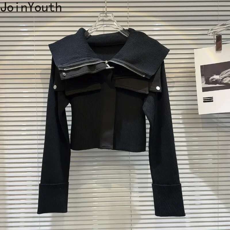 Cropped Cardigan Coats Womens Clothing Zipper Casual Sueter Mujer Y2k Tops Casual Fashion Tunic Knitted Sweater Tops Pull Femme
