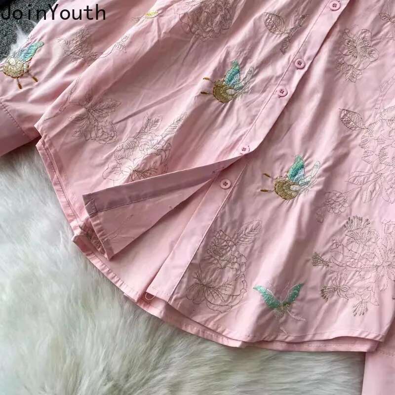 Temperament Lady Tops Blouses for Women Long Sleeve Loose Casual Shirts 2025 Blusas Mujer De Moda Heavy Embroidery Chic Blouse