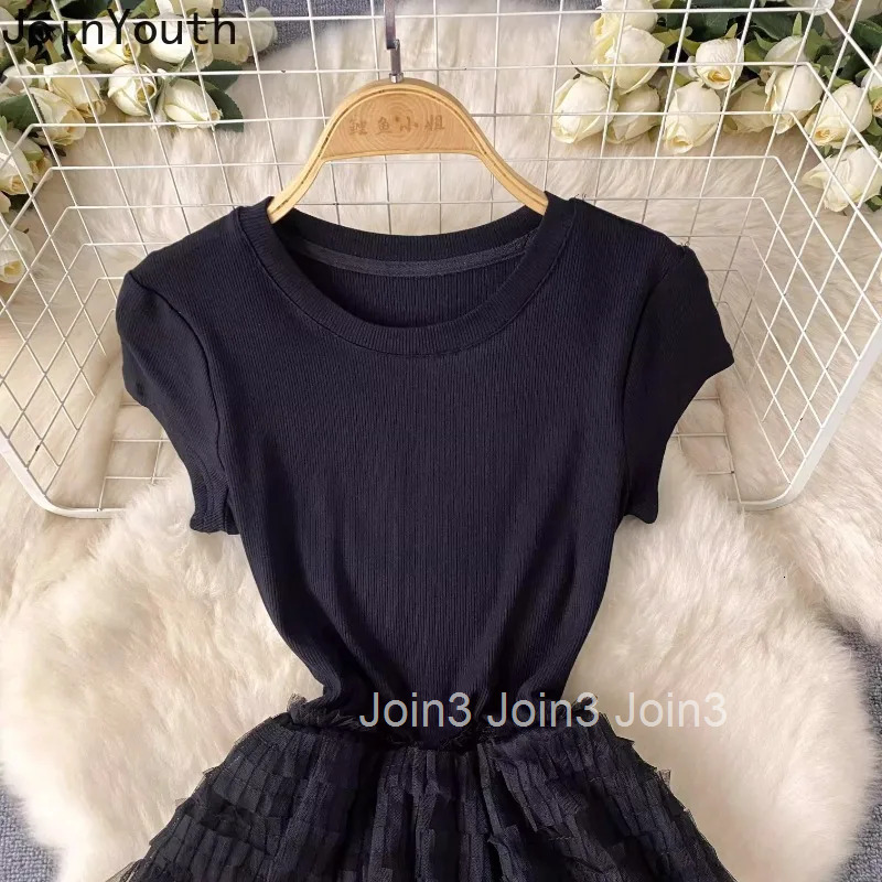 Sweet Ruffles Gauze Dress for Women Slim Waist Short Sleeve Tunic Robe Femme 2025 Vestidos De Mujer Fashion Summer Maxi Dresses