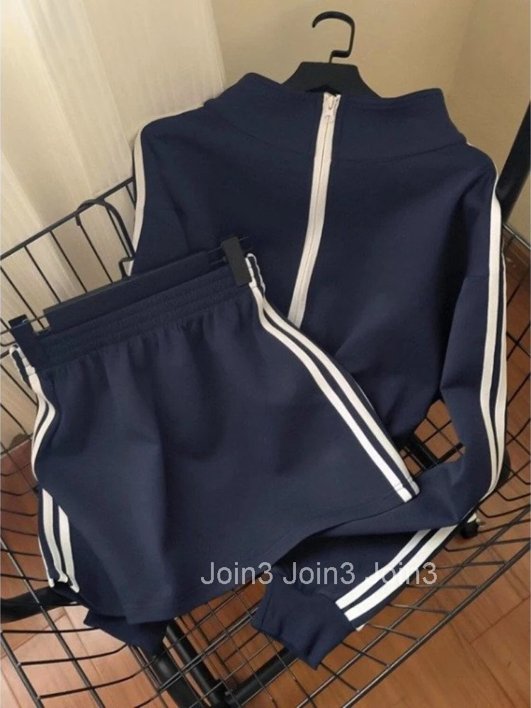 Skirt Suit Casual Women Two Piece Sets Roupas Femme Stand Neck Zipper Sweatshirts Coat Bodycon Mini Skirts Outfits Chic Y2k Set