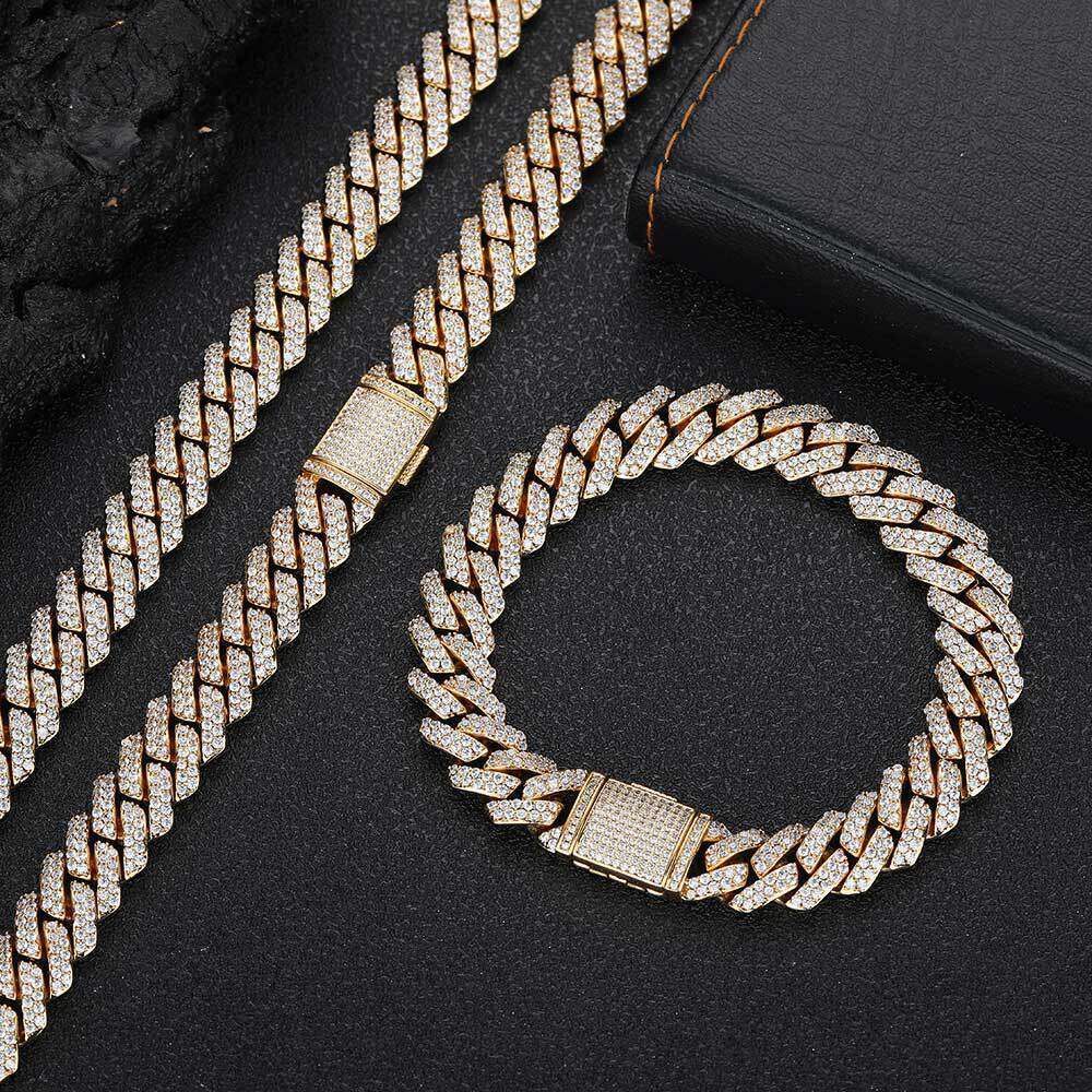 10mm Dia-Shaped Cuban Chain Zircon Necklace Trendy Brand Personality Hip-Hop Men's Bracelet Jewelry c6b6