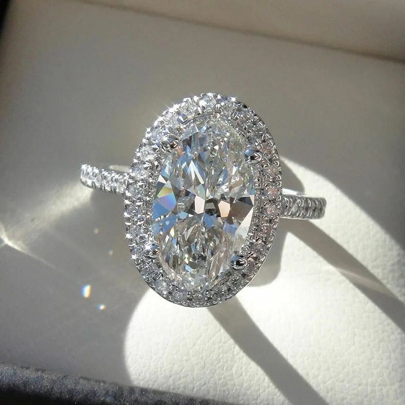 Rings For Women 925 Sterling Silver Classic Cubic Zirconia Engagement Band Jewelry Romantic Wedding Ring 250617