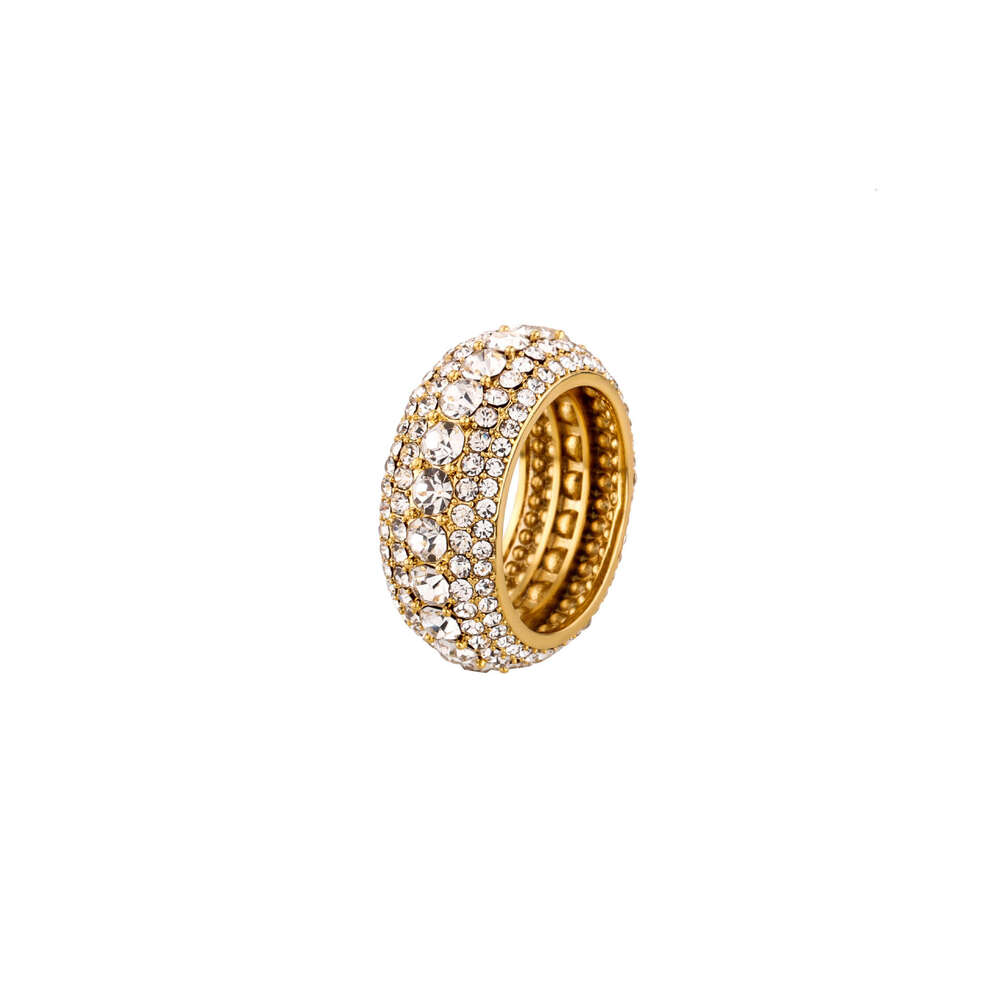 Non-Fading Niche Full Diamond Pentagram Color-Retaining Men's Hip-Hop Ring Simple Trendy Accessory