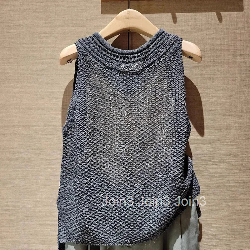 Fashion Crop Top Women Clothing Sleeveless O-neck Summer Tanks 2025 Ropa Mujer Casual Korean Camis Loose Hollow Out Knit Vest