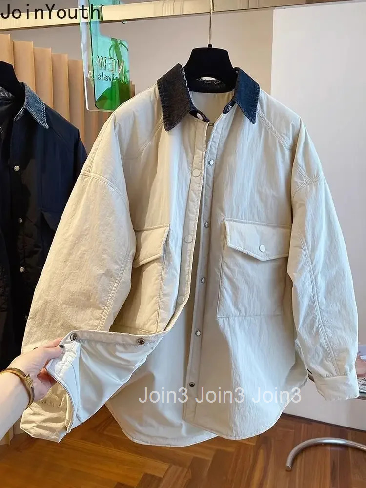 Patchwork Turndown Collar Jackets Womens Clothing Casual Fashion Y2k Tops 2025 Ropa Mujer Streetwear Vintage Oversized Coats