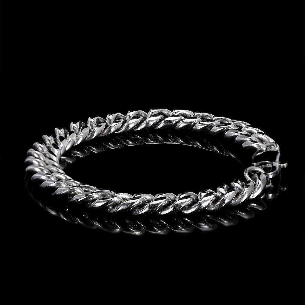 Stainless Round Polished Encrypted Cuban Chain Hip Hop Men's Titanium Steel Gold Bracelet 8f95
