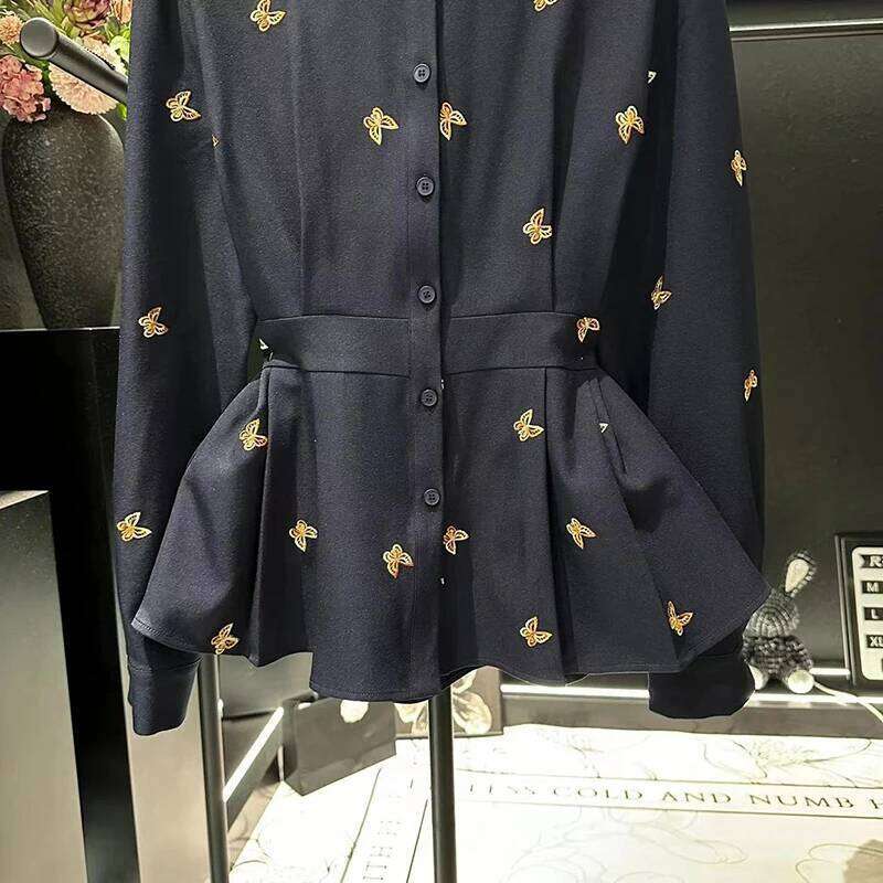 Spring Autumn New Single-Breasted Outwear Tops Fashion Printed Butterfly Jacket Long Sleeve Shirt Women's Coat