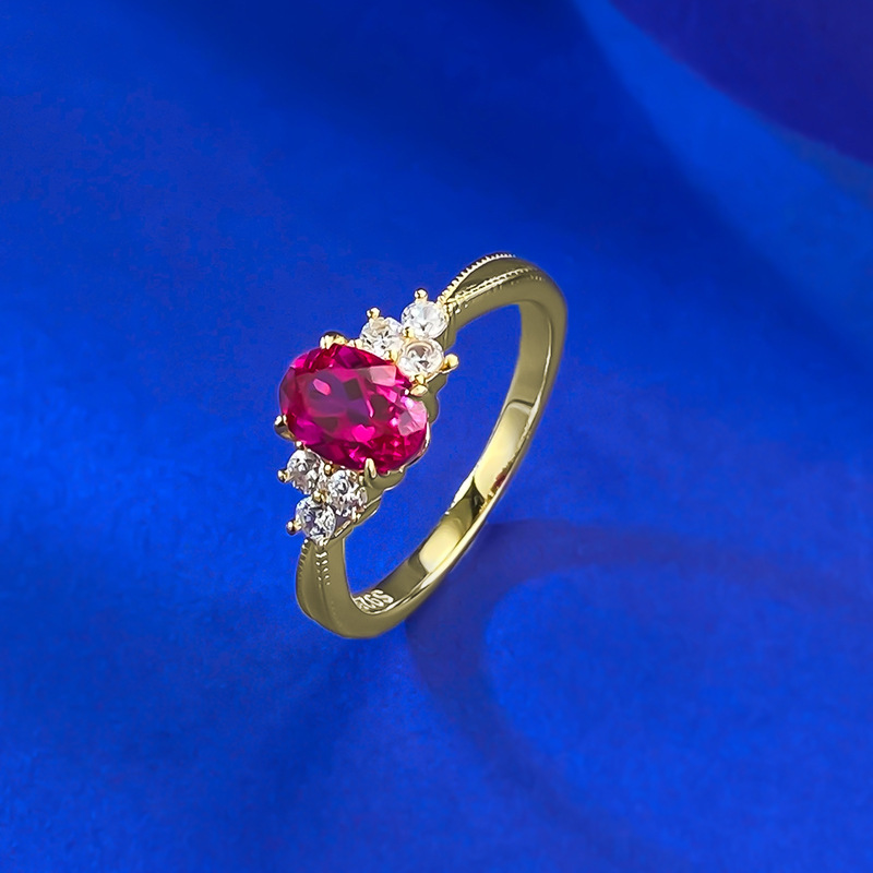 Choucong Vintage Fashion Jewelry Genuine 100% 925 Sterling Silver Oval Cut Red Garnet Lab Moissanite Diamond Party Eternity Women Wedding Bridal Ring 