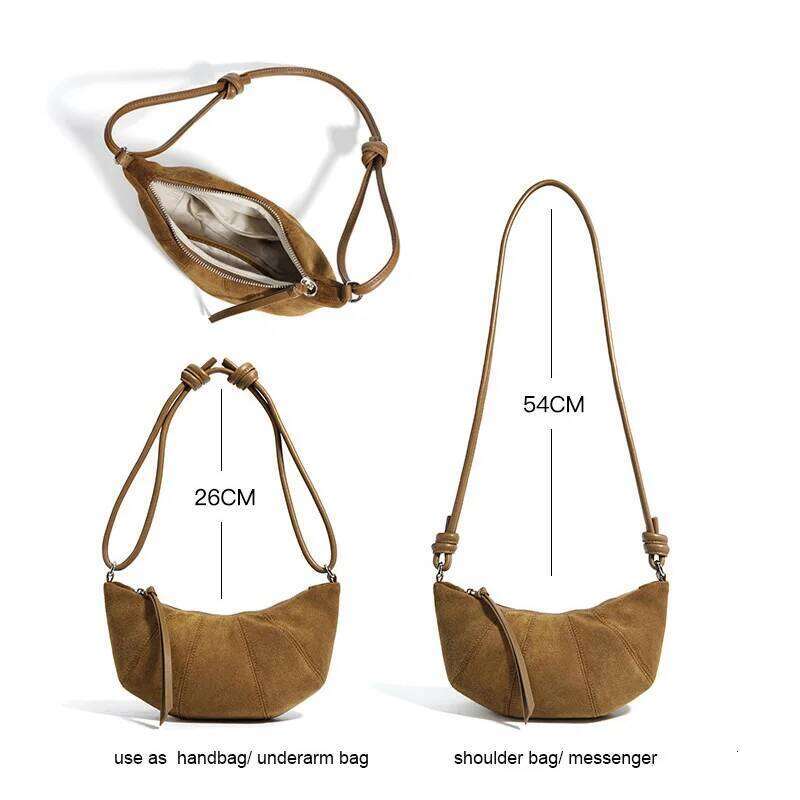 2024 New Women Dumpling Female Niche Underarm Shoulder Bag Lady Cross-Body Messenger Maillard Croissant Autumn Winter Hobos