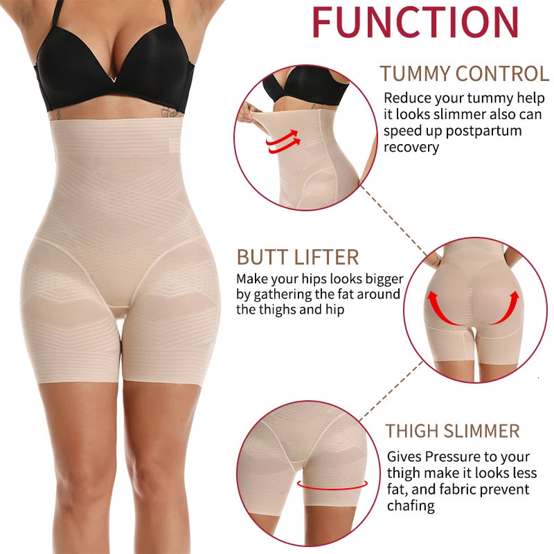 Tummy Control Panties Women Underwear Cross Compression Body Shaper Shapewear High Waist Butt Lifter Panties Thigh Slimmer Nude 250617