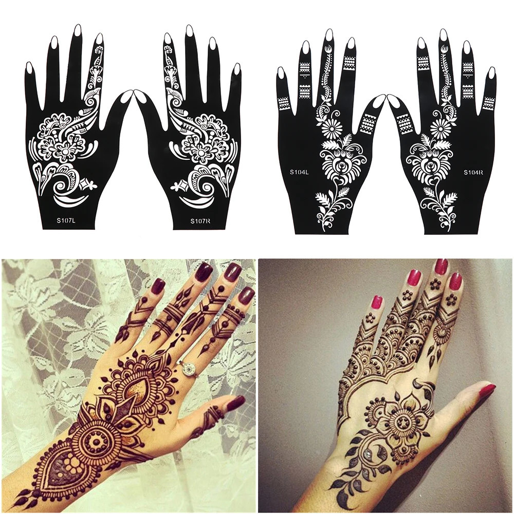 2024 Professional Henna Stencil Temporary Hand Tattoo Body Art Sticker Template Wedding Tool Flower Tattoo Stencil 250619