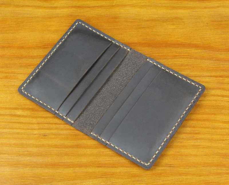 Handmade Crazy Horse Genuine Leather Card Holder Slim Men Business Card Holder Leather Card Wallet Women Card ID Holder Z250621