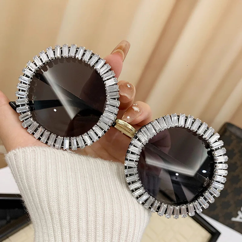 Round Diamond Sunglasse For Female Fashion Vintage Party Travel Steampunk Sun Glasses Shades UV400 250617