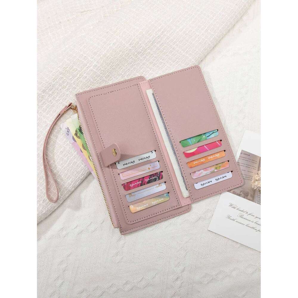 Ultra thin mini PU leather coin purse simple long bag multifunctional handheld credit card holder women's wallet