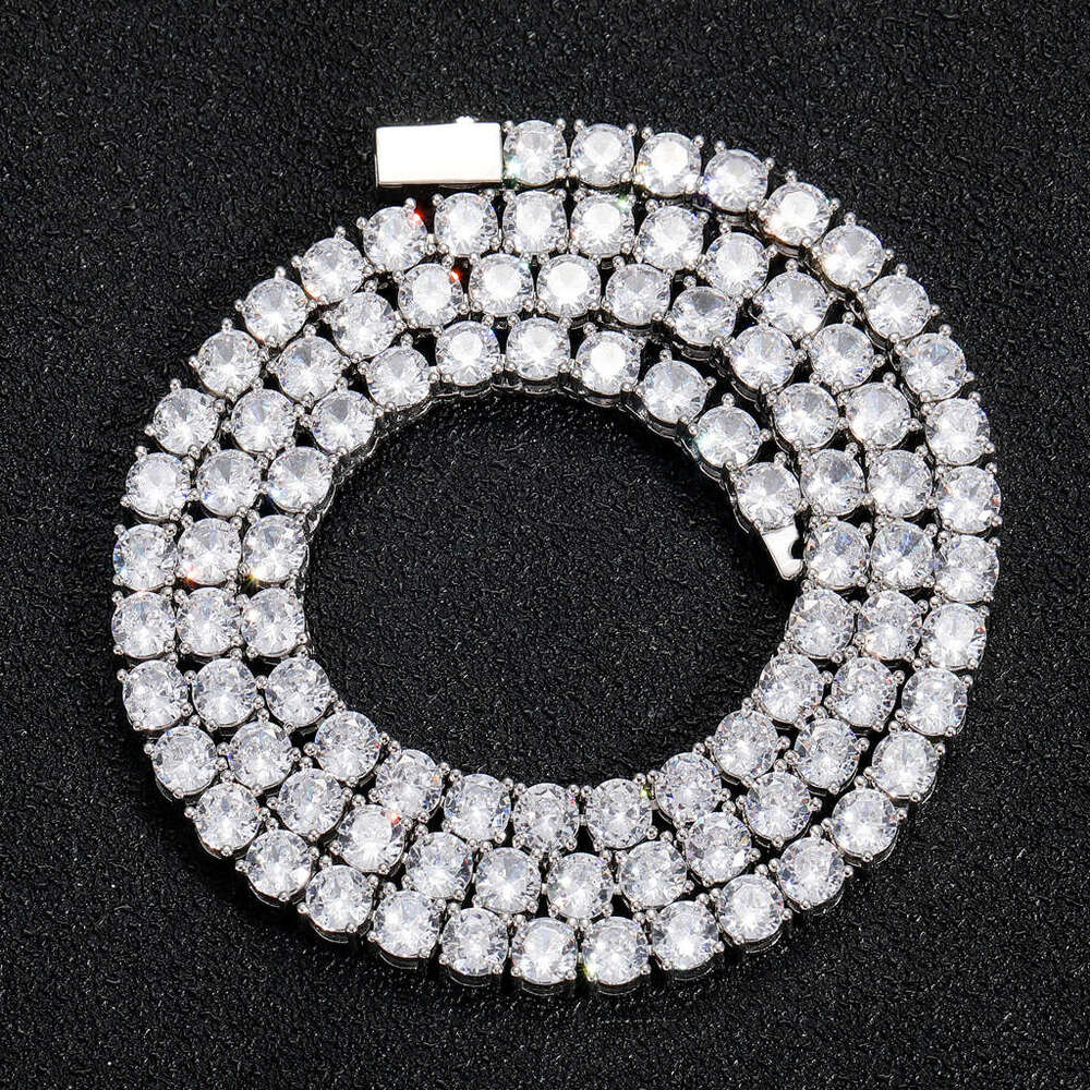 3mm 4mm 5mm Wide Spring Clasp Tennis Chain Micro Pave Single Row Zircon Hip Hop Necklace ff26