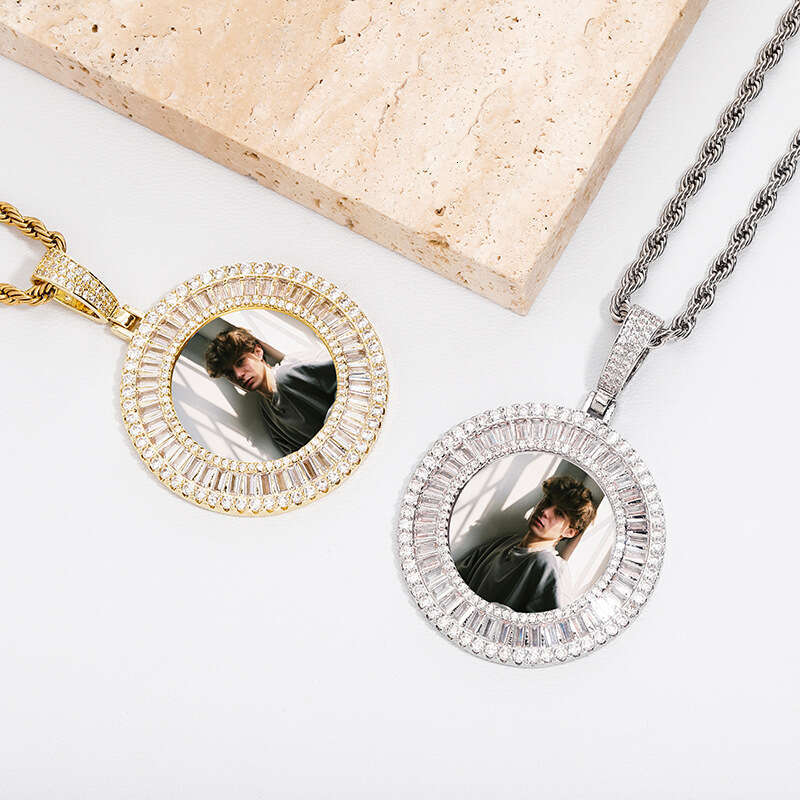 Jin Ao T Square Dia Super Shiny Photo Pendant Couple DIY Fashion Light Temperament Necklace