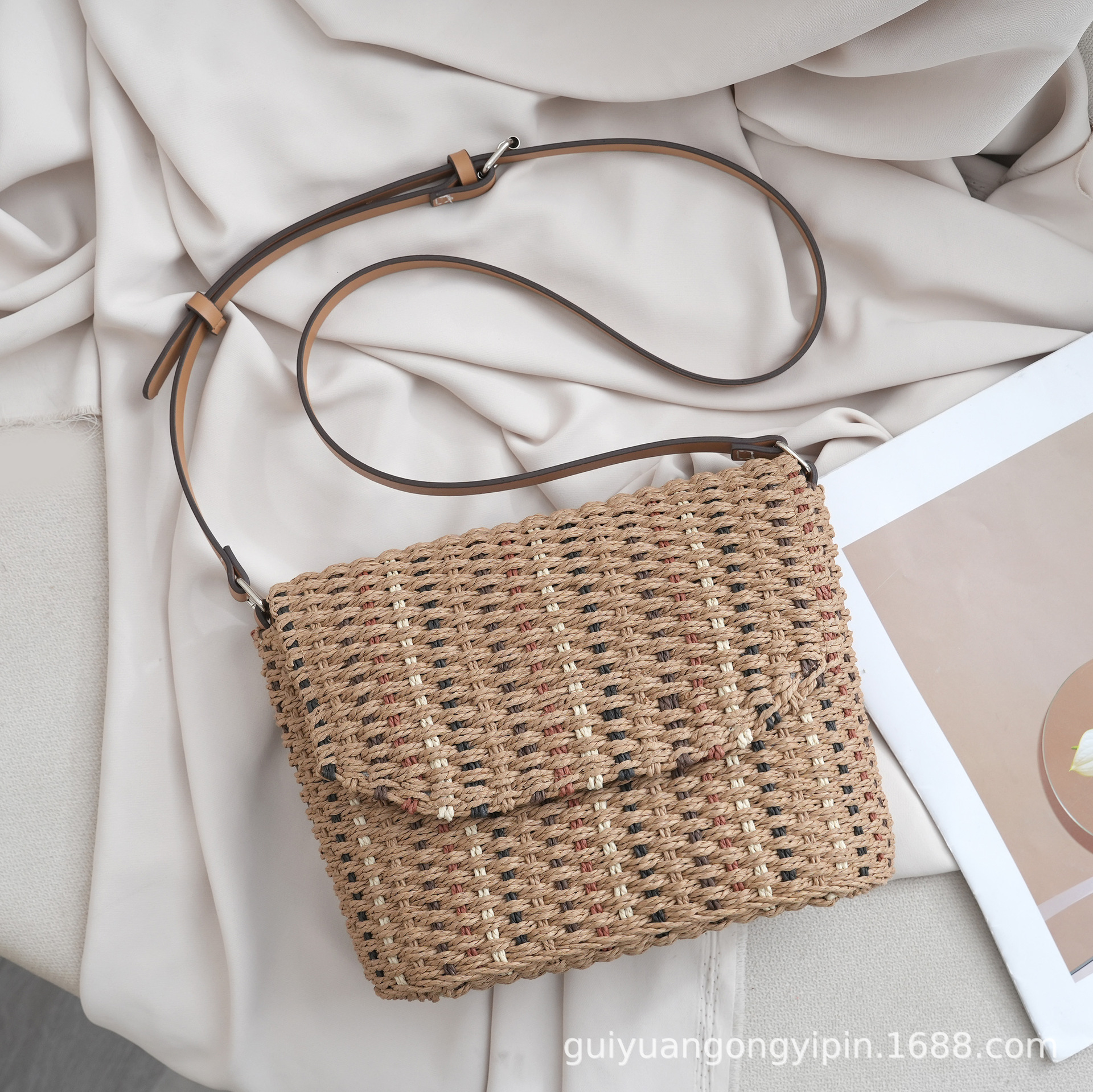 Free Shipping Handmade Woven Single Room Bag Women's Designer Crossbody Bag Handbag Summer Dopamine Bag Vacation Beach Bag