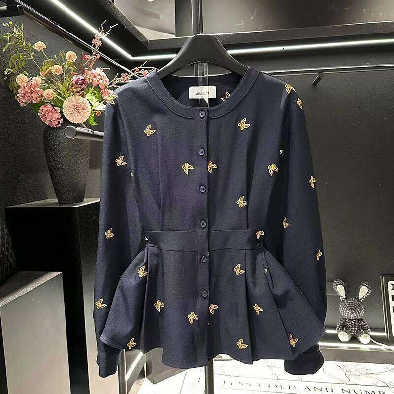 Spring Autumn New Single-Breasted Outwear Tops Fashion Printed Butterfly Jacket Long Sleeve Shirt Women's Coat