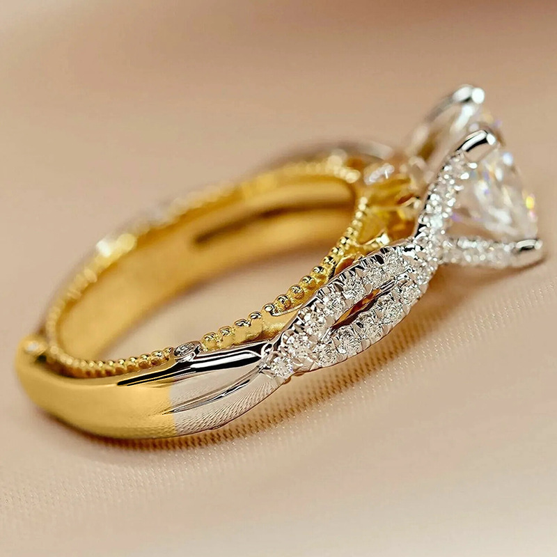 Choucong Elegant Wedding Rings Vintage Jewelry 18k Gold Fill Princess Cut White 5A Cubic Zircon CZ Diamond Court Party Hypoallergenic Women Bdidal Rin