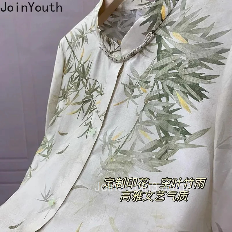 2025 Blusas Mujer De Moda Vintage Blouses for Women Chinese Style Stand Neck Print Shirts Long Sleeve Loose Temperament Tops