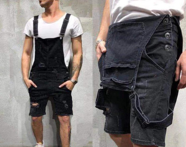 Casual Mens Jeans Work Pants Suspenders Men Clothing Adjustable Overalls Ripped Jeans Denim Shorts Men Cargo Pants Baggy Jeans 250618