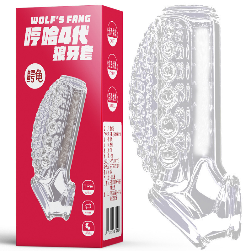 Enlargement and Thickening Locking Delay Adult Products Sexy Wearable Wolf Tooth Condoms