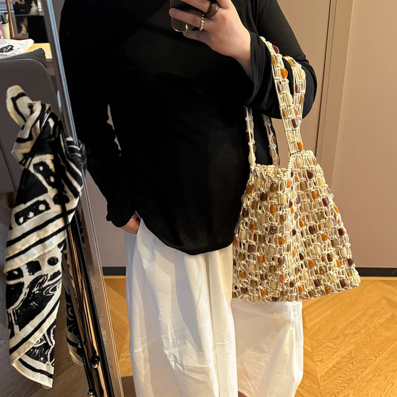 Free shipping designer bag Korean Style Hollow Cotton Rope Woven Large Capacity Underarm Bag Simple Versatile Tote Bag Shoulder Bag Beach Vacation Bag