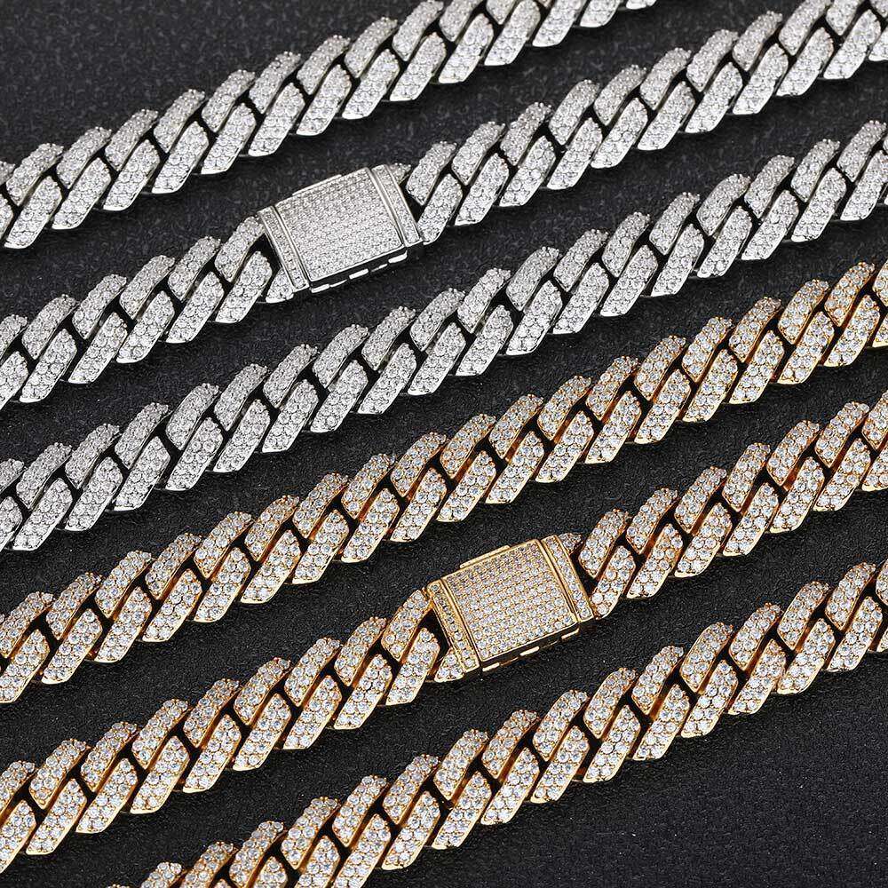 10mm Dia-Shaped Cuban Chain Zircon Necklace Trendy Brand Personality Hip-Hop Men's Bracelet Jewelry c6b6