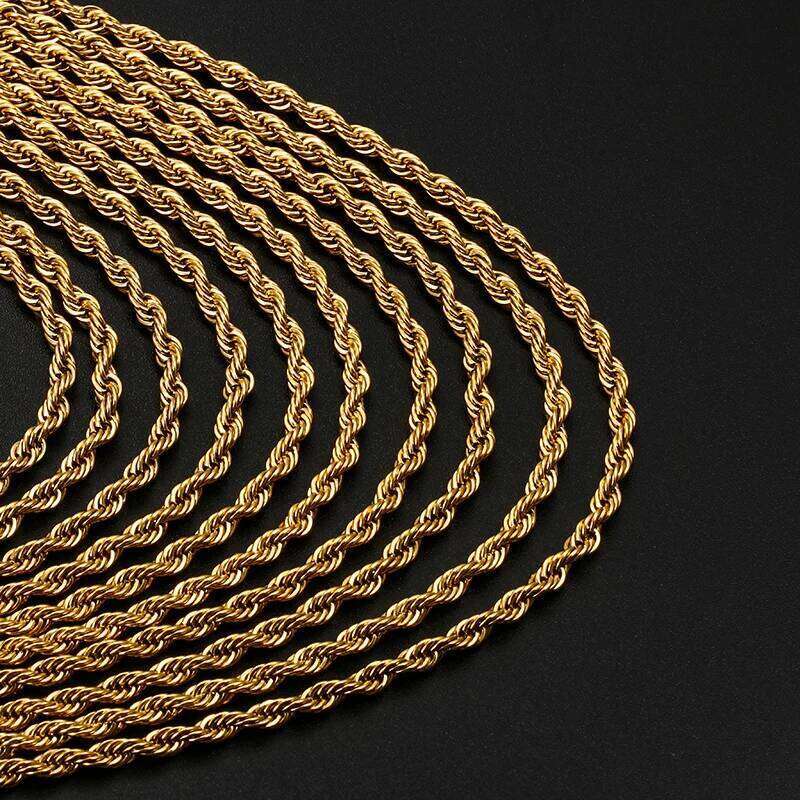3mm Cuban Rope Chain Stainless Steel ical Mens Women Chains Around The Neck Gold Sier Color Necklace Good quality