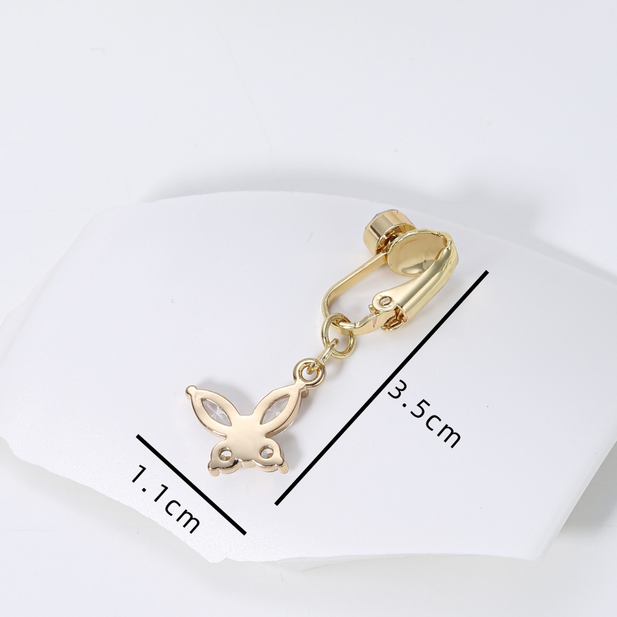 Zircon Inlaid Personality Ring Butterfly Design No Piercing Belly Button Clip