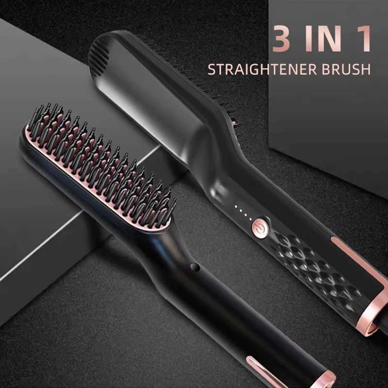 3 in 1 Quick heat Hair styling straightening comb PTC heater Electric hair straightener Beard straightenerXJ250621