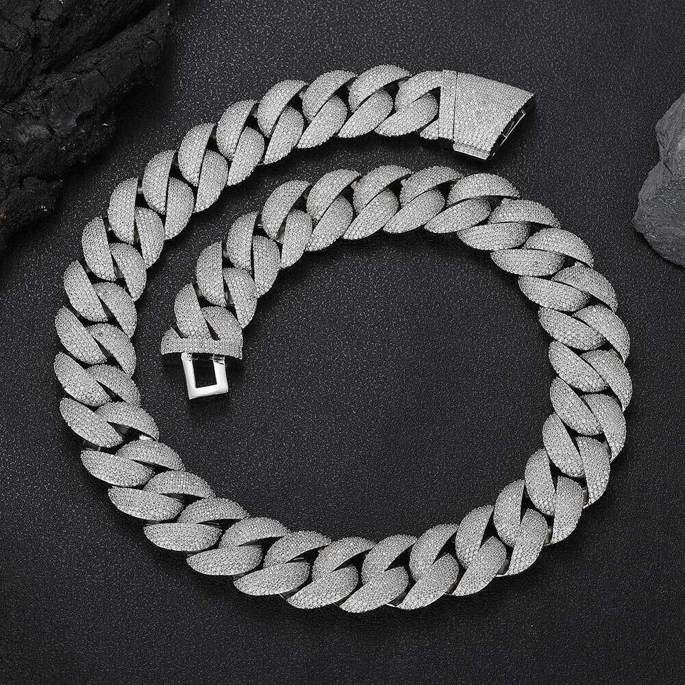 Hip Hop Jewelry 24mm Bubble Cuban Trendy Brand Personality Pave Zircon Men's Necklace 3818