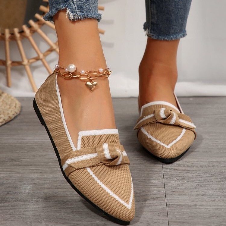 Luxury Brand Designer Shoes Sandals Manufacturer Wholesale New Flyknit Women's Shoes Spring Autumn Pointed Toe Slimming Flat Slip-On Casual Butte