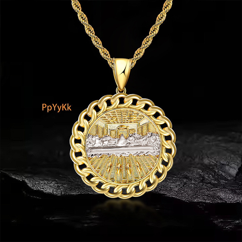 Hip Hop Luxury Jewelry Gold Plated Diamond Inlaid Double Layer Cross Pendant Full Diamond Bling Bling Pendant