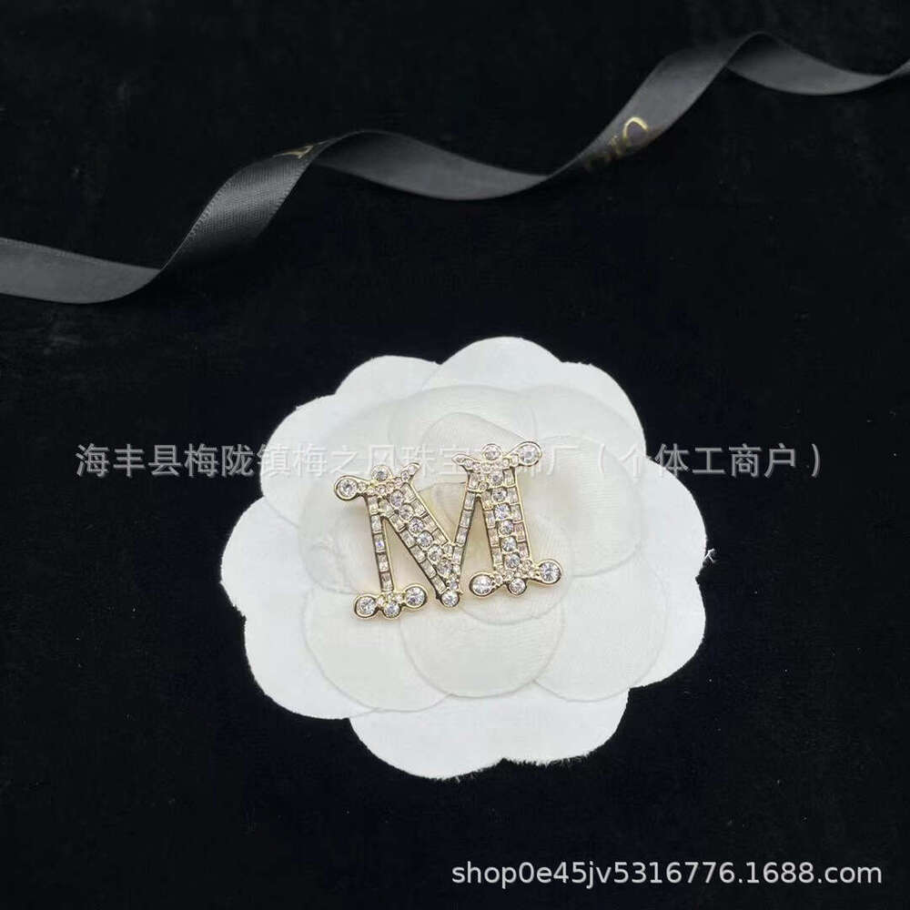 M Brand Letter Square Crystal Brooch for Women Exquisite Design Sense Pin Highly Recommended by Shop Owner Bestselling Versatile Item