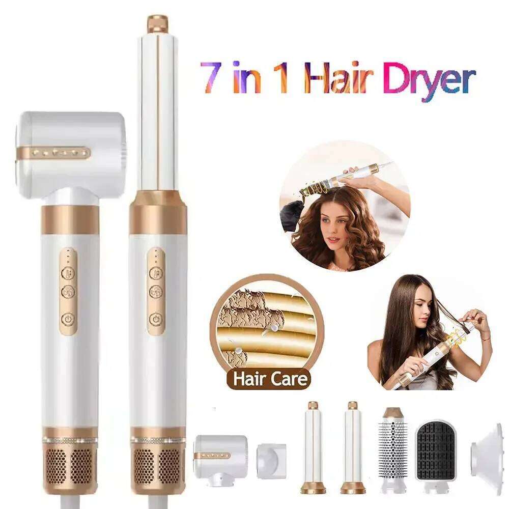 7 in 1 dryer Professional Negative Ion curling Iron Straightener Brushless Motor High Speed Hair Dryer Hot Comb Set