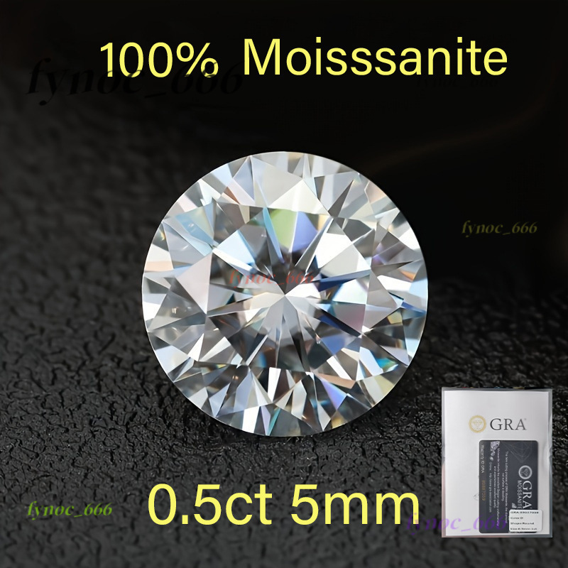 Moissanite Full Size Round Shape Hearts and Arrows Cut 25MM 50CT VVS1 D Color