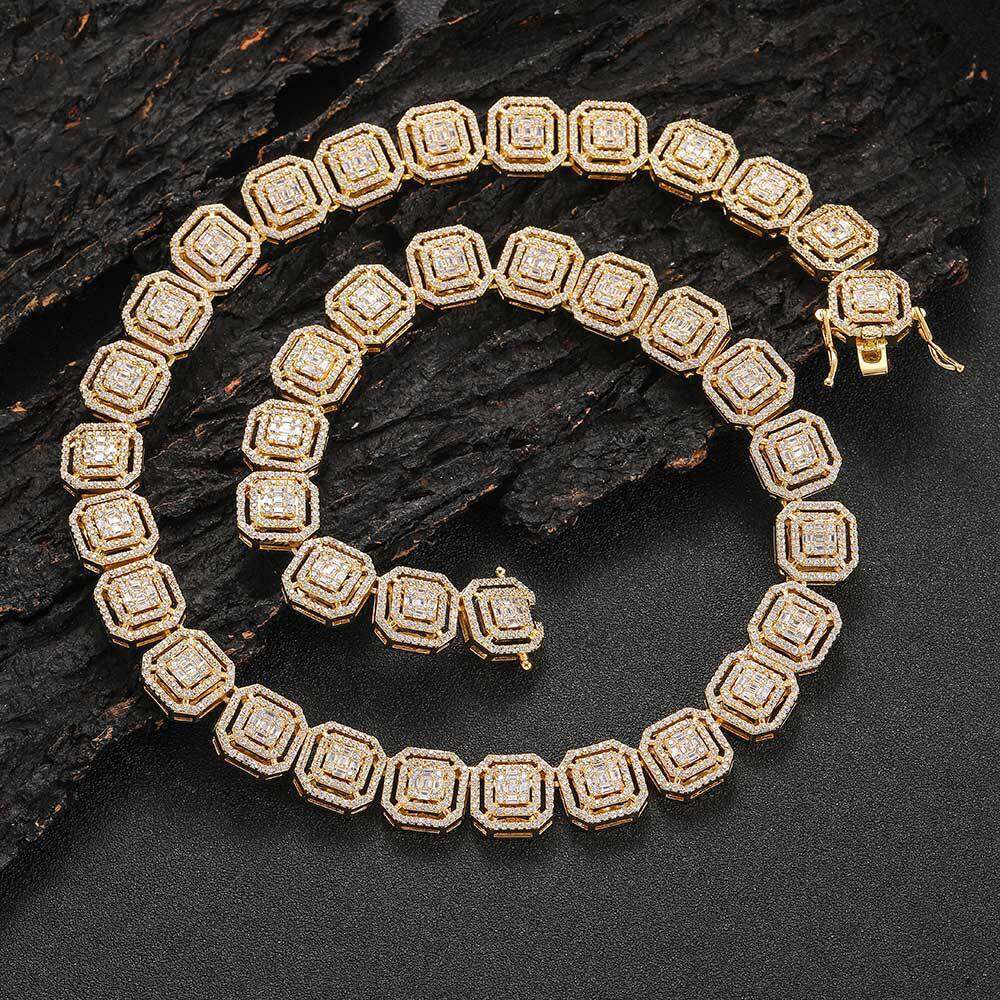 Hip Hop for Men 13mm Mixed Zircon Ice Sugar Chain Trendy Brand Personality Men's Necklace Jewelry 2417