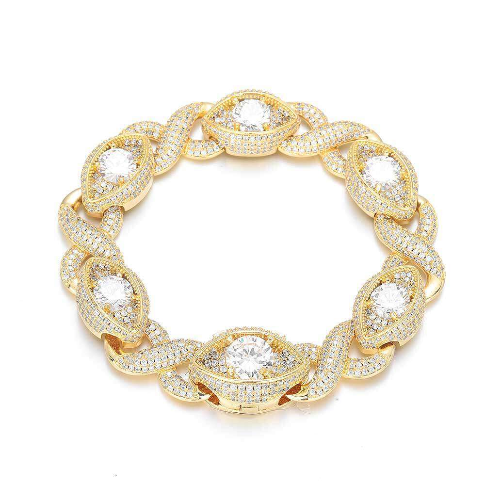 Hip Hop Zircon 15mm Infinity Eye Figure-8 Cuban Chain Men's Bracelet Accessory 8f5b