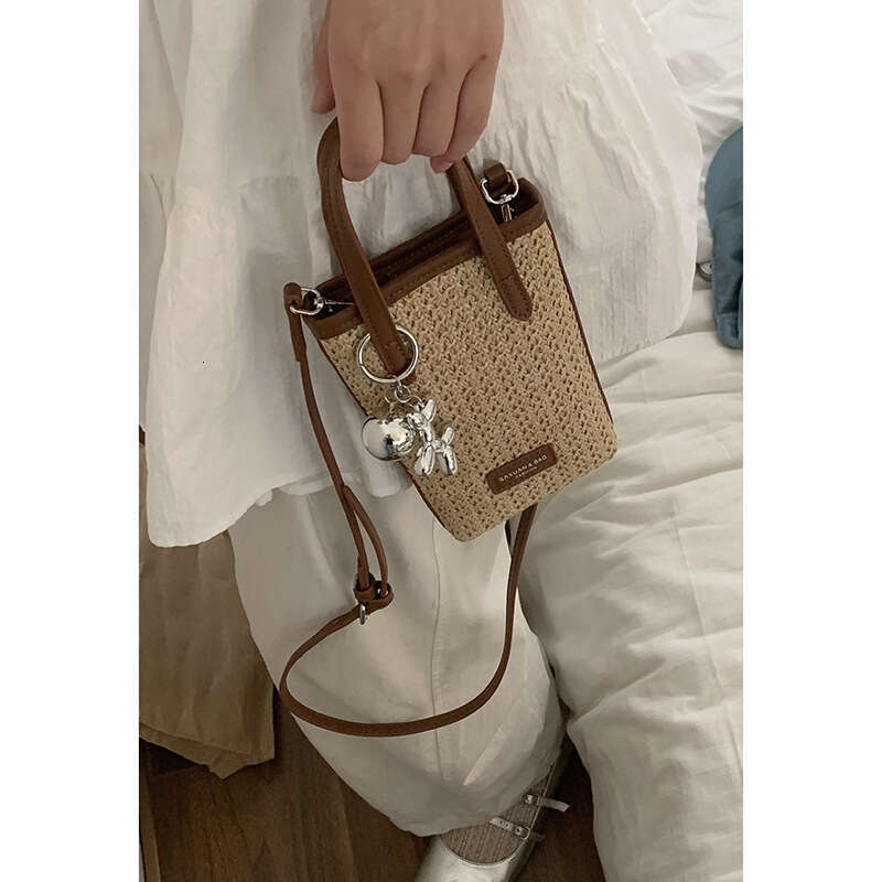 Summer Fashion Handbag 2024 New designer bag Mini Straw Woven Phone Versatile Shoulder Crossbody Small Square Bag