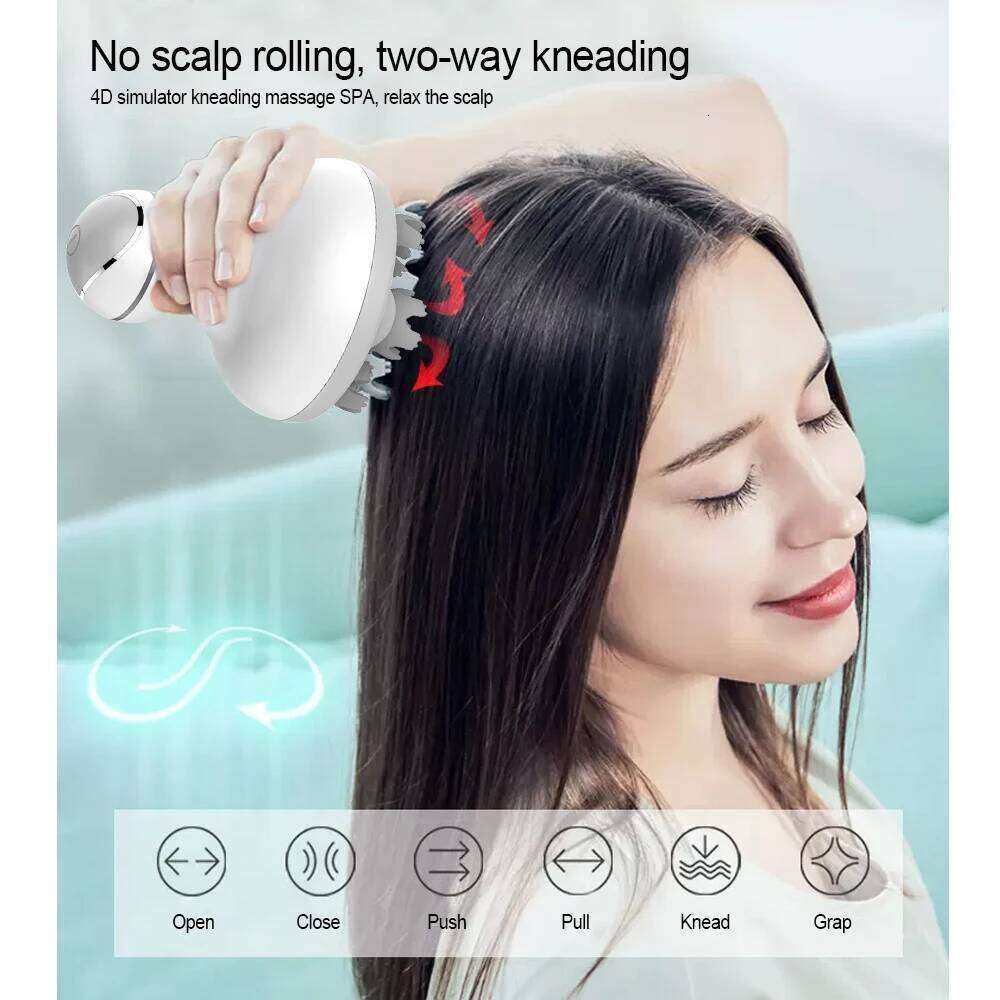 Electric 3D Head Deep Tissue Promote Hair Growth Antistress Relax Body Neck Massage Health Care Wireless Scalp Massager