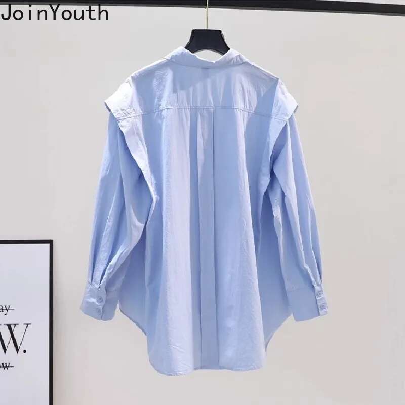 2025 Blusas Mujer De Moda Cotton Blouses for Women Long Sleeve Ruffles Vintage Oversized Tops Fashion Korean White Shirts 27r728