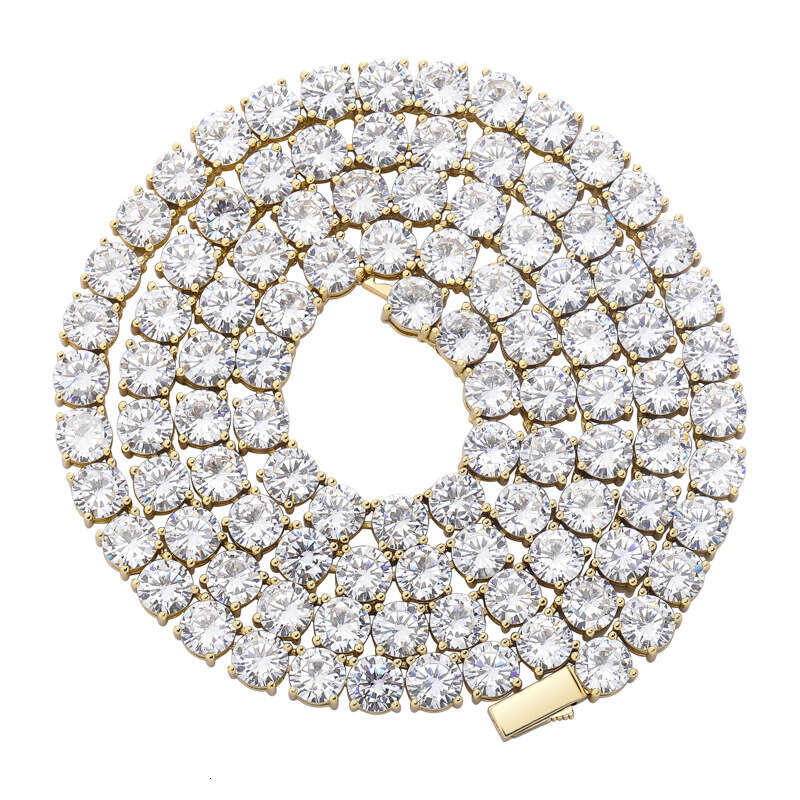 National Trend Jewelry Spring Clasp Color-Retaining Plated Tennis Chain INS Rap Street Style Trendy Zircon Necklace