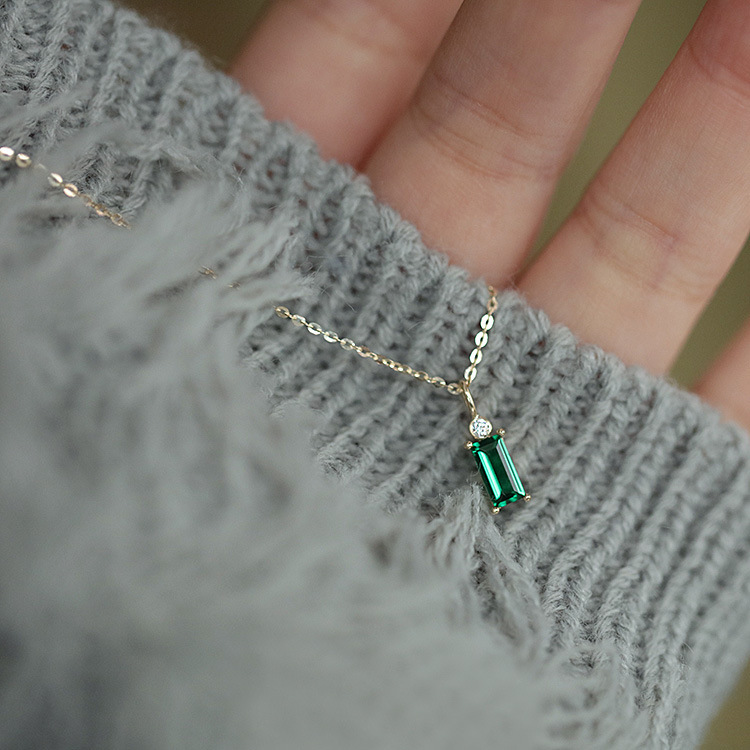 2025 Choucong Ins Top Sell Sweet Cute Simple Fashion Jewelry Pure 100% 925 Sterling Silver Emerald CZ Diamond Women beach Pendant Clavicle Necklace Gi