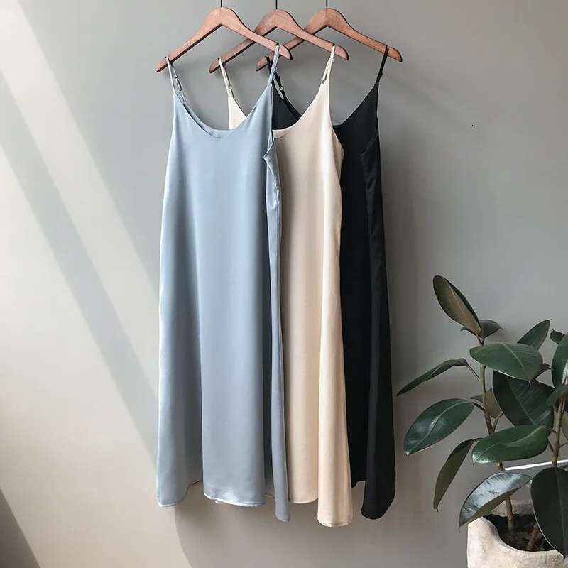 JoinYouth Vintage Satin Solid Dress Women 2025 Elegant V Neck Long Sexy Dresses Summer Fashion Party Robe Korean Lady Vestidos