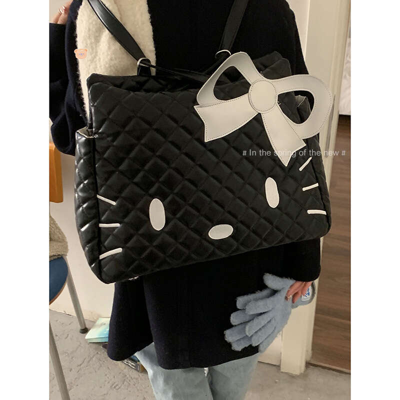designer bag Korean Style Cute Cartoon Cat Handbag Women's 2024 New Quilted Tote Bag Large Capacity Backpack
