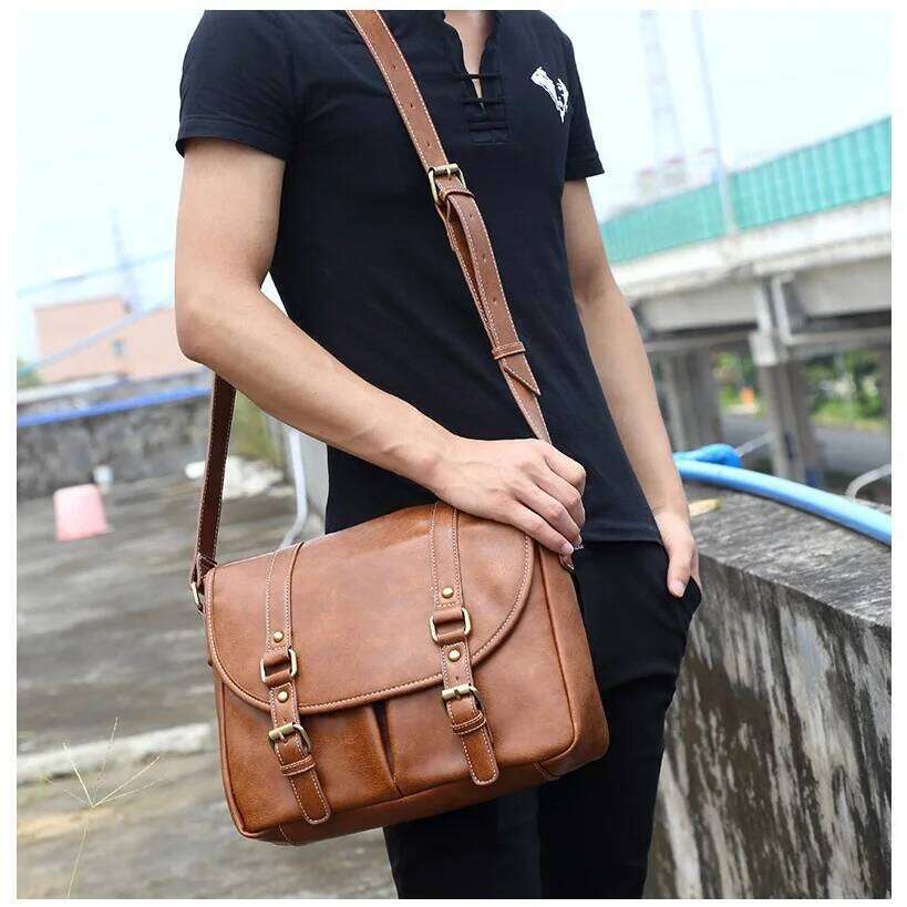 Leather Man Shoulder Retro Crossbody Bag Men Messenger Fashion Male Side Bags