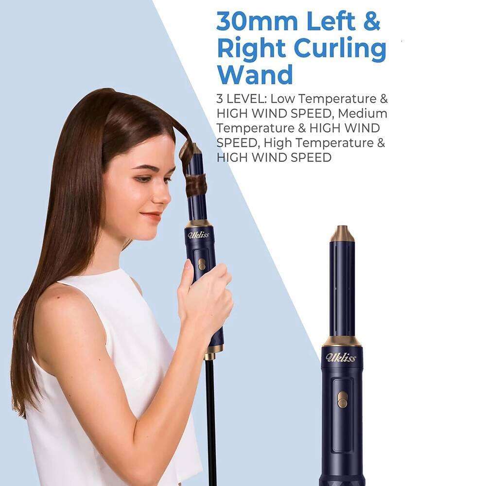 6 In 1 Electric Blow Dryer Comb Hairdryer Negative Ionic Blower Brush Air Styling Hair Curler Curling Wand