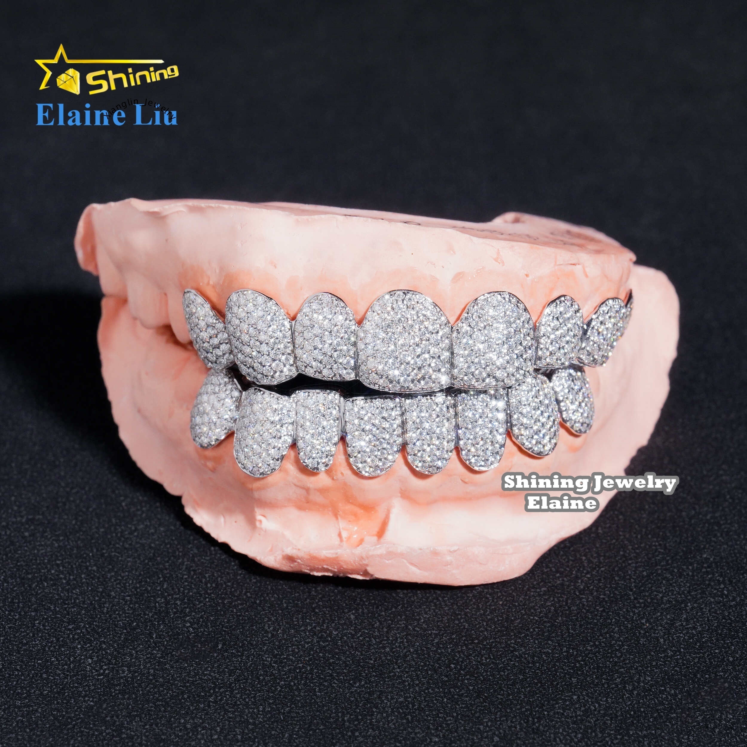 Custom Silver 925 10k 14k 18k Real Gold Grillz Hip Hop Jewelry Iced Out Vvs Moissanite Diamond Customize Grillz
