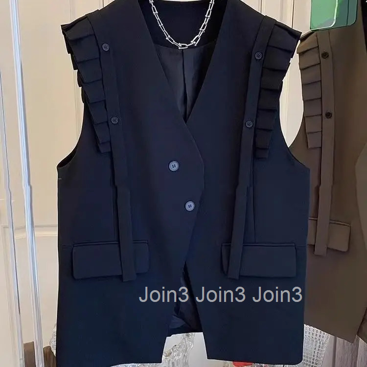 Temperament Women Vest Ruffles Sleeve Loose Waistcoat 2025 Ropa Mujer Ruffles Sleeveless Vintage Tanks Coat Casual Korean Tops